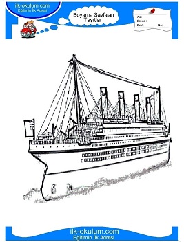 Çocuklar İçin Gemi Boyama Sayfaları 